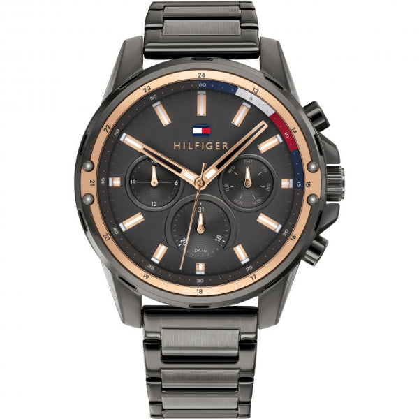 Tommy Hilfiger Mason Black Stainless Steel Black Dial Chronograph Quartz Watch for Gents - 1791790