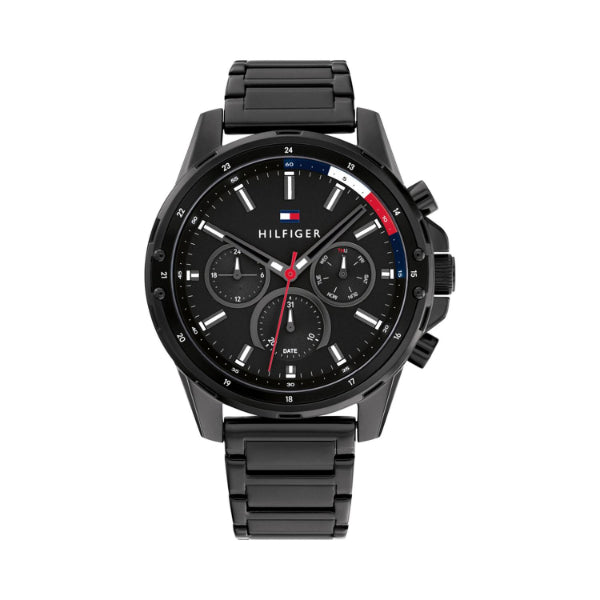 Tommy Hilfiger Mason Black Stainless Steel Black Dial Chronograph Quartz Watch for Gents - 1791935