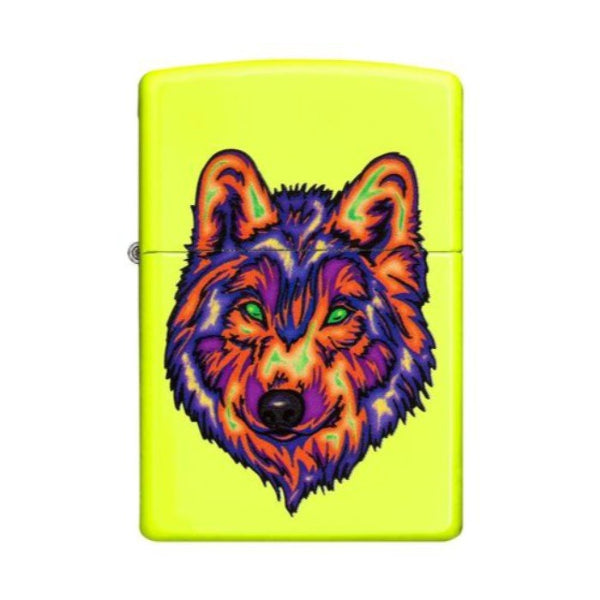 Zippo Neon Wolf Yellow Finish Lighter