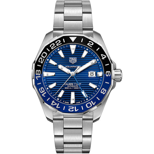 Tag Heuer Aquaracer Calibre 7 Silver Stainless Steel Blue Dial Automatic Watch for Gents - WAY201TBA0927