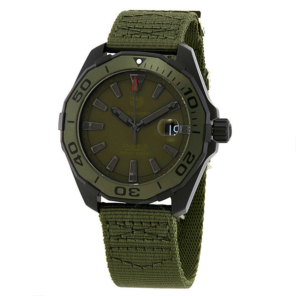 Tag Heuer Calibre 5 Green Nato Strap Green Dial Automatic Watch for Gents - WAY208EFC8222