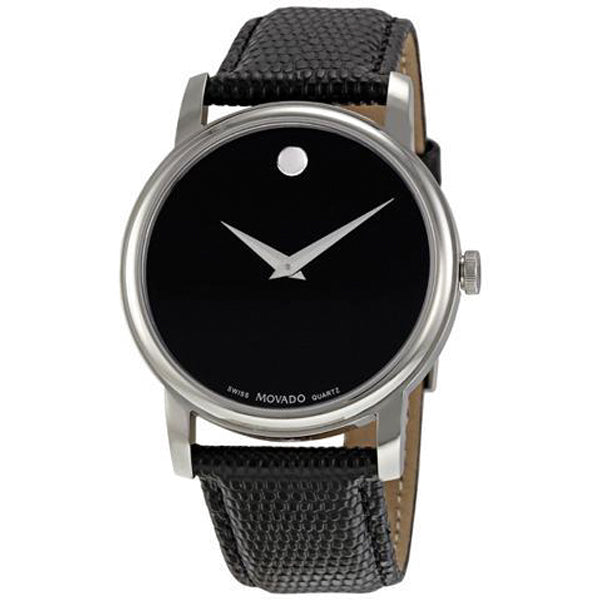Movado Museum Classic Black Leather Black Dial Quartz Watch for Gents - 2100002