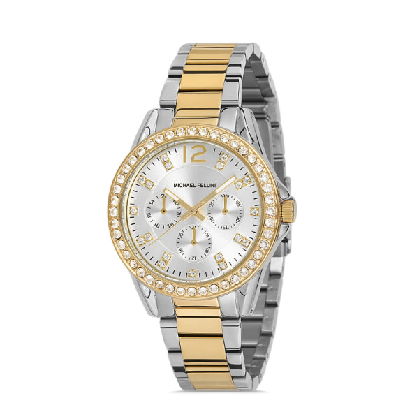 Michael Fellini Two-tone Stainless Steel Silver Dial Quartz Watch for Ladies - MF2160-7