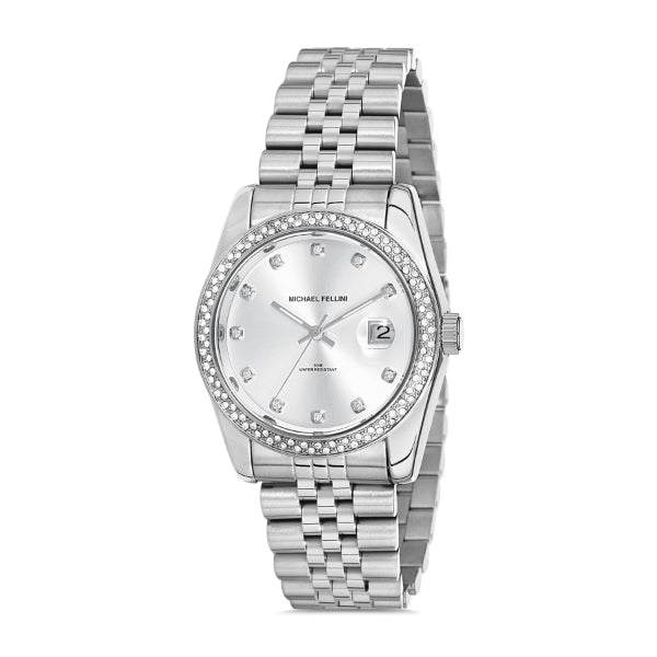 Michael Fellini Silver Stainless Steel Silver Dial Quartz Watch for Ladies - MF2222-1