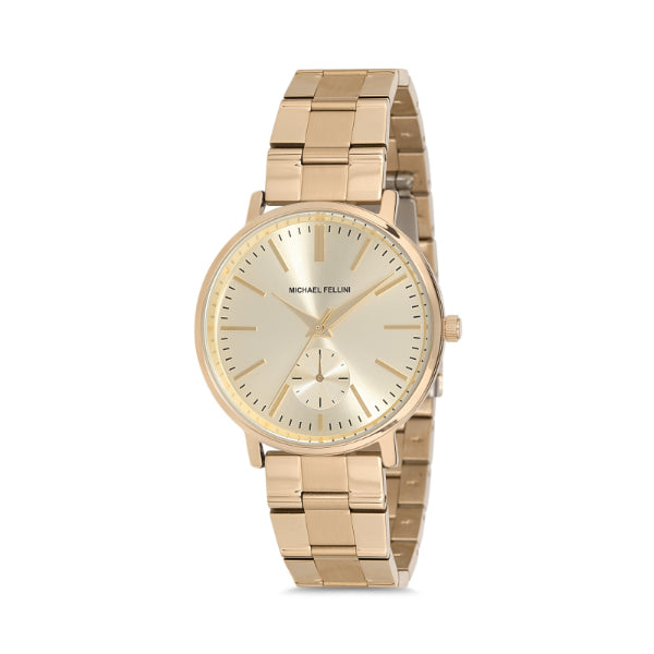 Michael Fellini Gold Stainless Steel Gold Dial Quartz Watch for Ladies - MF2232-2