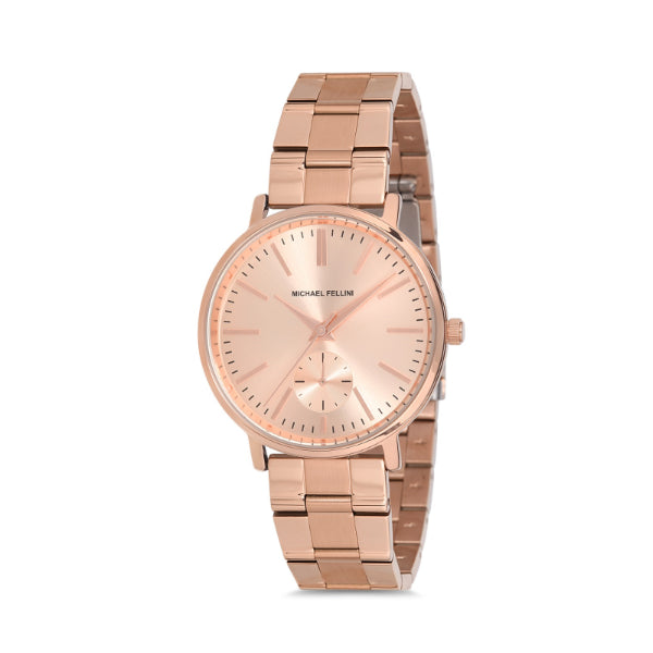 Michael Fellini Rose Gold Stainless Steel Rose Gold Dial Quartz Watch for Ladies - MF2232-3