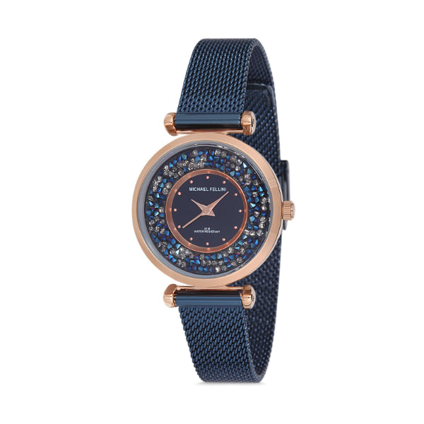 Michael Fellini Blue Mesh Bracelet Blue Dial Quartz Watch for Ladies - MF2234-4