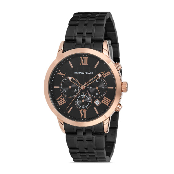 Michael Fellini Black Stainless Steel Black Dial Quartz Watch for Gents - MF2244-5