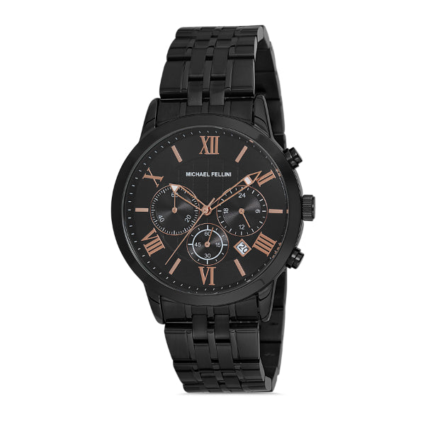 Michael Fellini Black Stainless Steel Black Dial Quartz Watch for Gents - MF2244-6