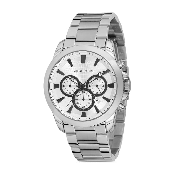 Michael Fellini Silver Stainless Steel Silver Dial Quartz Watch for Gents - MF2245-1