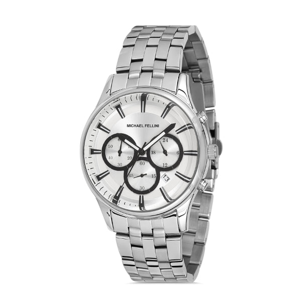 Michael Fellini Silver Stainless Steel Silver Dial Quartz Watch for Gents - MF2247-1