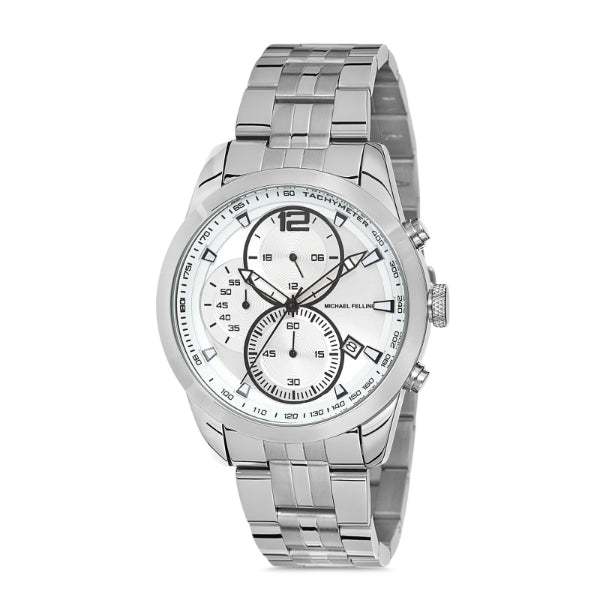 Michael Fellini Silver Stainless Steel Silver Dial Quartz Watch for Gents - MF2248-1