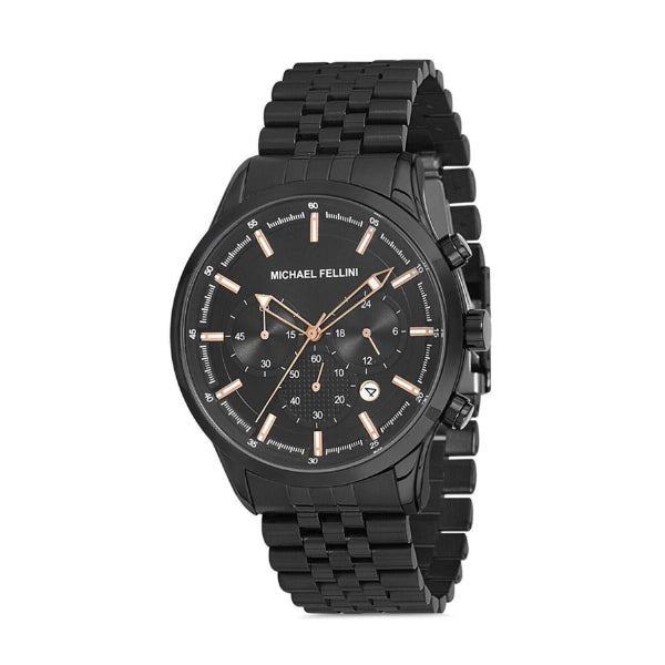 Michael Fellini Black Stainless Steel Black Dial Quartz Watch for Gents - MF2250-6