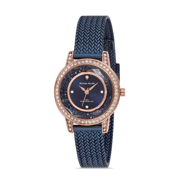 Michael Fellini Navy blue Mesh Bracelet Navy Blue Dial Quartz Watch for Ladies - MF2254-5