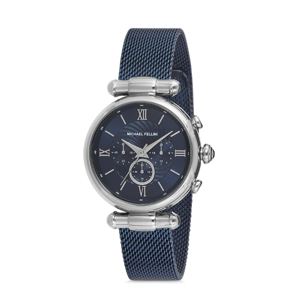 Michael Fellini Navy blue Mesh Bracelet Navy Blue Dial Quartz Watch for Ladies - MF2255-2