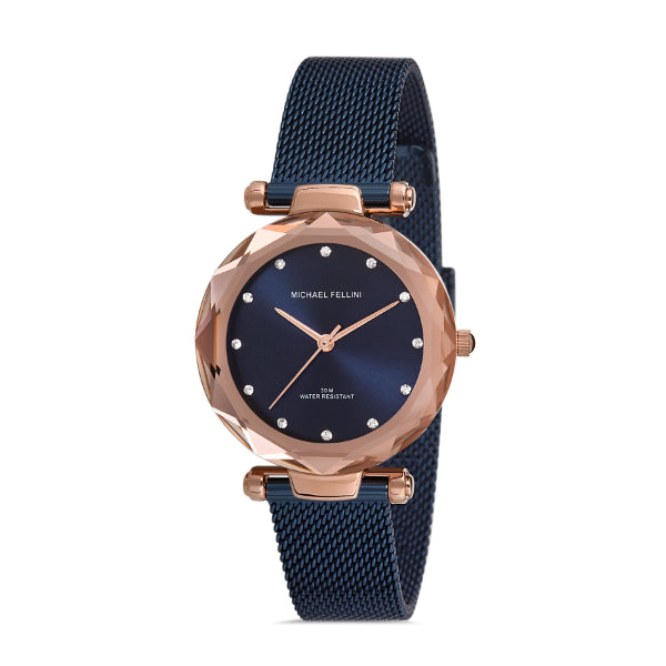 Michael Fellini Navy blue Mesh Bracelet Navy Blue Dial Quartz Watch for Ladies - MF2257-5