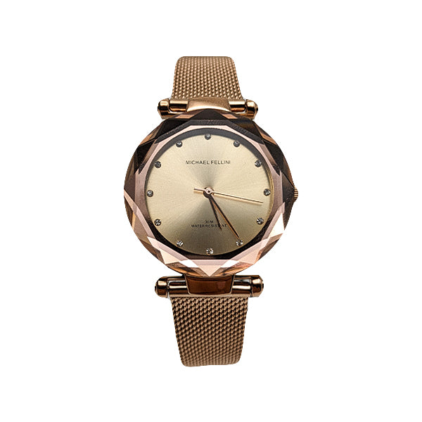 Michael Fellini Brown Mesh Bracelet Brown Dial Quartz Watch for Ladies - MF2257-6