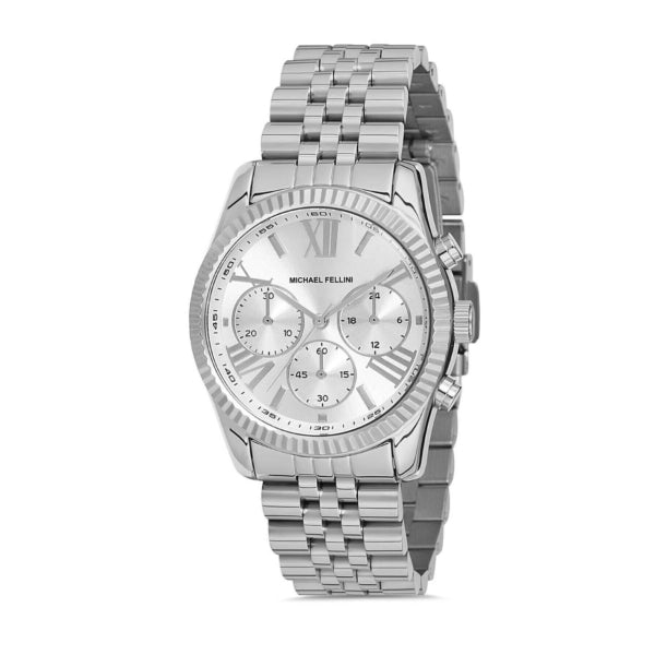 Michael Fellini Silver Stainless Steel Silver Dial Quartz Watch for Ladies - MF2258-1