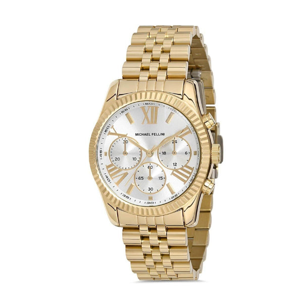 Michael Fellini Gold Stainless Steel Silver Dial Quartz Watch for Ladies - MF2258-2