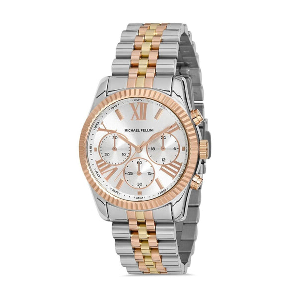 Michael Fellini Two-tone Stainless Steel Silver Dial Quartz Watch for Ladies - MF2258-6