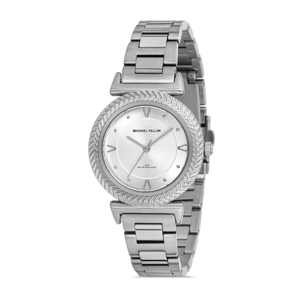 Michael Fellini Silver Stainless Steel Silver Dial Quartz Watch for Ladies - MF2259-1