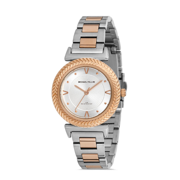 Michael Fellini Two-tone Stainless Steel Silver Dial Quartz Watch for Ladies - MF2259-4