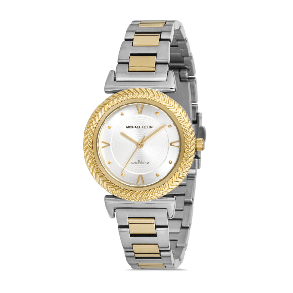 Michael Fellini Two-tone Stainless Steel Silver Dial Quartz Watch for Ladies - MF2259-5