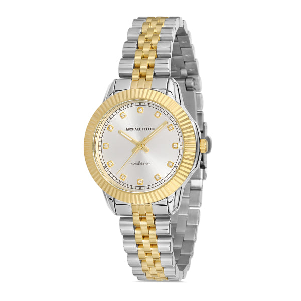 Michael Fellini Two-tone Stainless Steel Silver Dial Quartz Watch for Ladies - MF2260-5