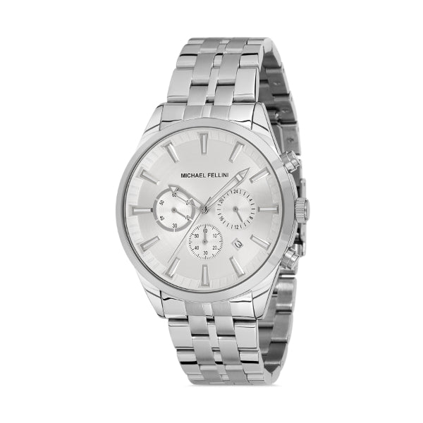 Michael Fellini Silver Stainless Steel Silver Dial Quartz Watch for Gents - MF2261-1