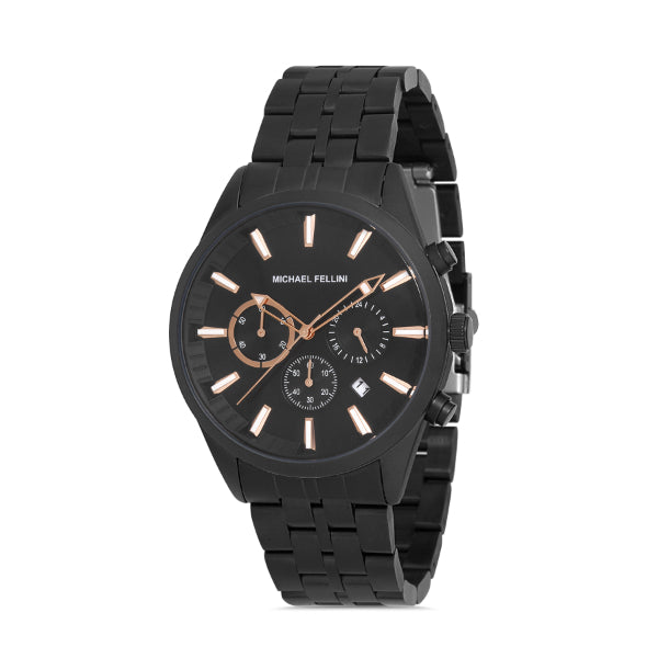 Michael Fellini Black Stainless Steel Black Dial Quartz Watch for Gents - MF2261-5