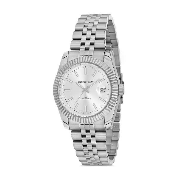 Michael Fellini Silver Stainless Steel Silver Dial Quartz Watch for Ladies - MF2264-1