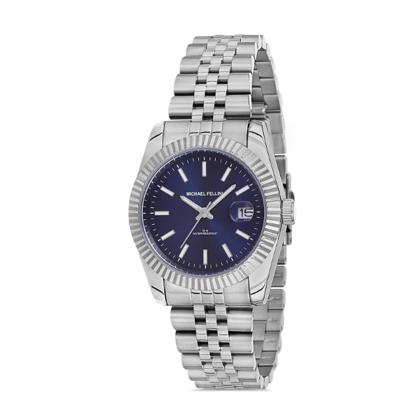 Michael Fellini Silver Stainless Steel Blue Dial Quartz Watch for Ladies - MF2264-2