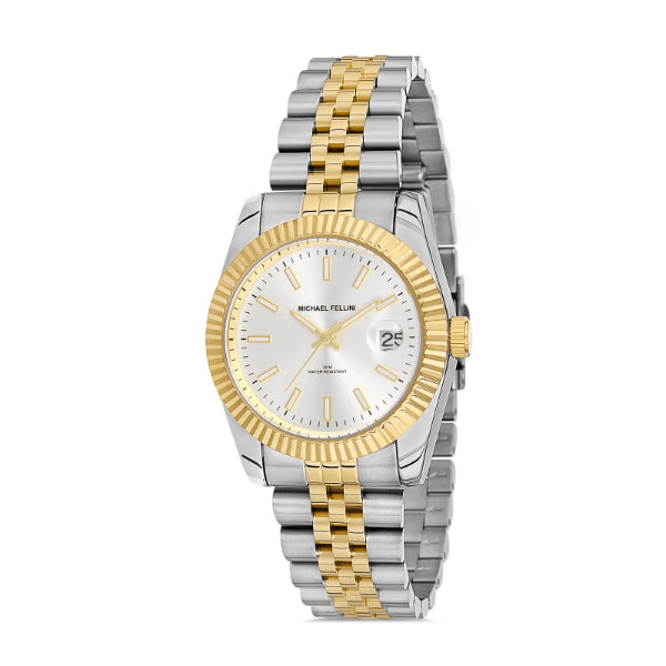 Michael Fellini Two-tone Stainless Steel Silver Dial Quartz Watch for Ladies - MF2264-5