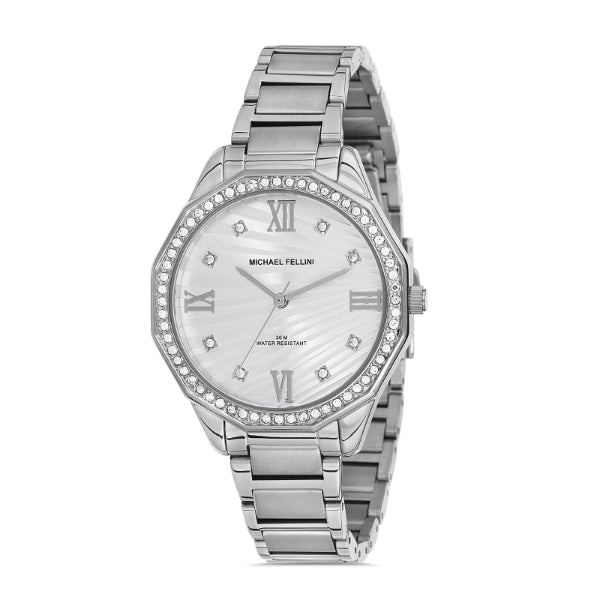 Michael Fellini Silver Stainless Steel Silver Dial Quartz Watch for Ladies - MF2265-1