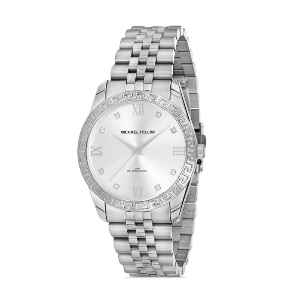 Michael Fellini Silver Stainless Steel Silver Dial Quartz Watch for Ladies - MF2268-1