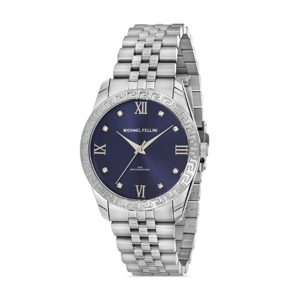 Michael Fellini Silver Stainless Steel Blue Dial Quartz Watch for Ladies - MF2268-2
