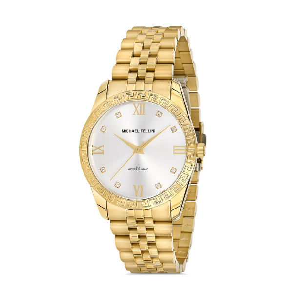 Michael Fellini Gold Stainless Steel Silver Dial Quartz Watch for Ladies - MF2268-3