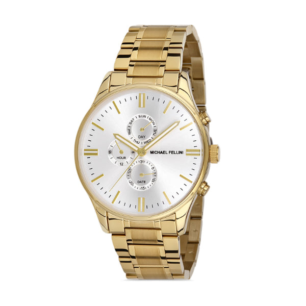 Michael Fellini Gold Stainless Steel Silver Dial Quartz Watch for Gents - MF2273-1