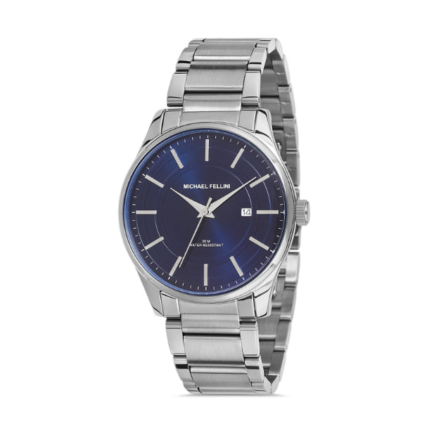 Michael Fellini Silver Stainless Steel Blue Dial Quartz Watch for Gents - MF2274-2