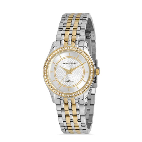 Michael Fellini Two-tone Stainless Steel Silver Dial Quartz Watch for Ladies - MF2276-4
