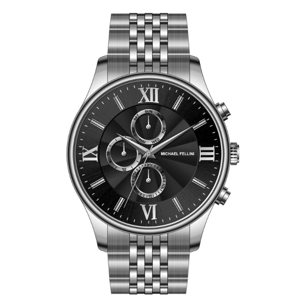 Michael Fellini Silver Stainless Steel Silver Dial Chronograph Quartz Watch for Gents - MF-2349-03