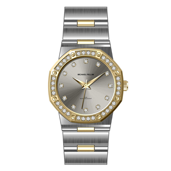 Michael Fellini Two-tone Stainless Steel Silver Dial Quartz Watch for Ladies - MF-2350-05