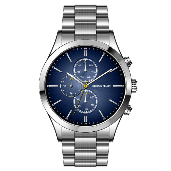Michael Fellini Silver Stainless Steel Blue Dial Chronograph Quartz Watch for Gents - MF-2351-01