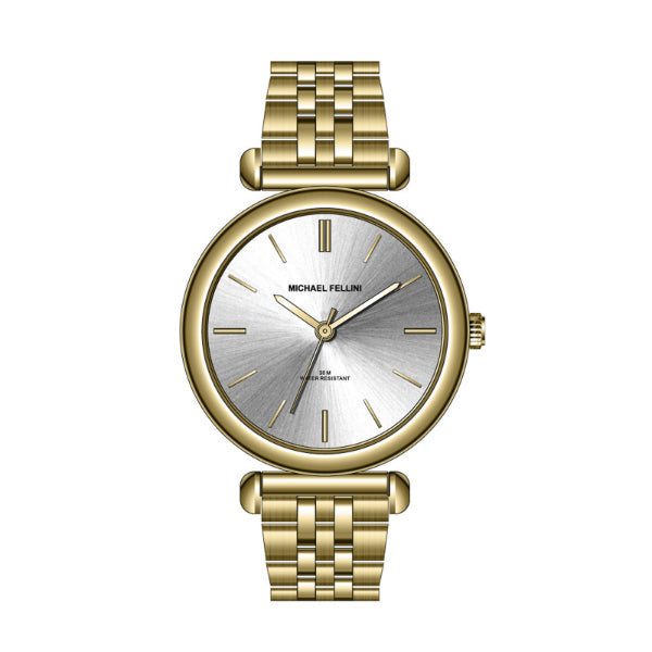 Michael Fellini Gold Stainless Steel Silver Dial Quartz Watch for Ladies - MF-2352-03