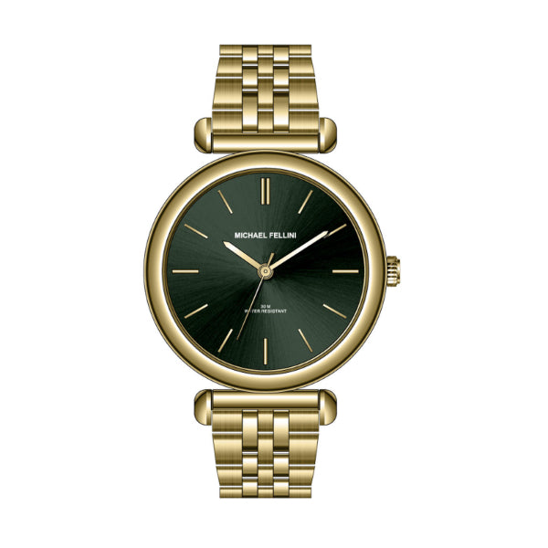 Michael Fellini Gold Stainless Steel Green Dial Quartz Watch for Ladies - MF-2352-04