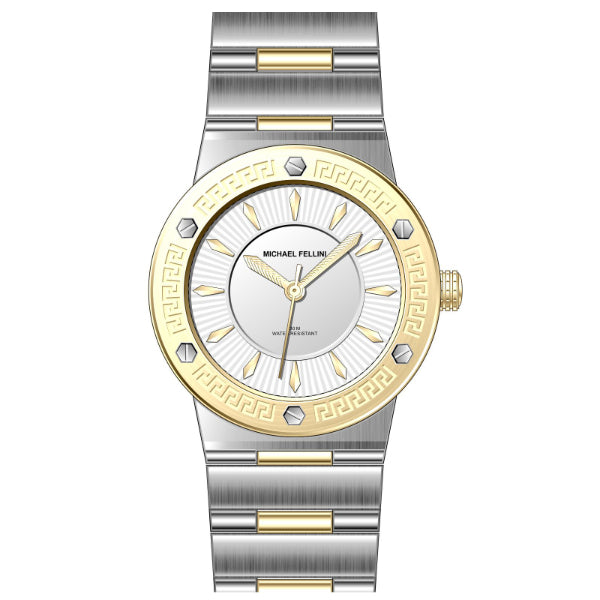 Michael Fellini Two-tone Stainless Steel Silver Dial Quartz Watch for Ladies - MF2353-03