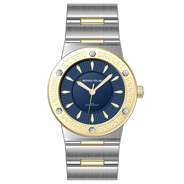 Michael Fellini Two-tone Stainless Steel Dark Blue Dial Quartz Watch for Ladies - MF2353-04