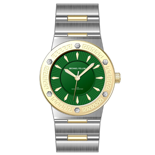 Michael Fellini Two-tone Stainless Steel Green Dial Quartz Watch for Ladies - MF2353-05