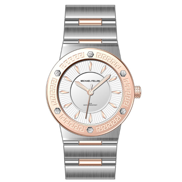 Michael Fellini Two-tone Stainless Steel White Dial Quartz Watch for Ladies - MF2353-06