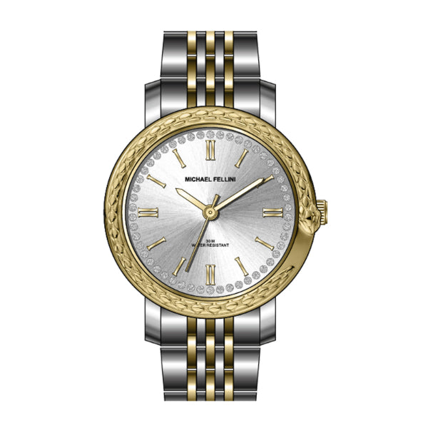 Michael Fellini Two-tone Stainless Steel Silver Dial Quartz Watch for Ladies - MF2354-04